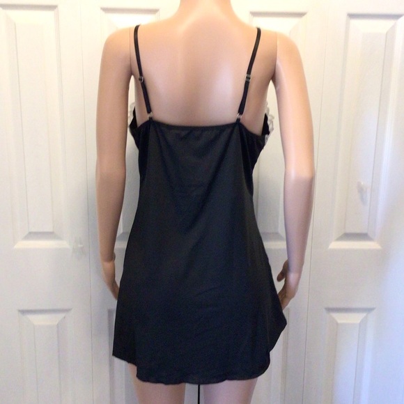 Womens 2pc Sexy Black V-Neck Chemise Nightgown & G-String Panty Set - Picture 8 of 14